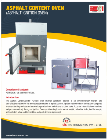 Asphalt Content Oven - EIE Instruments Catalogue